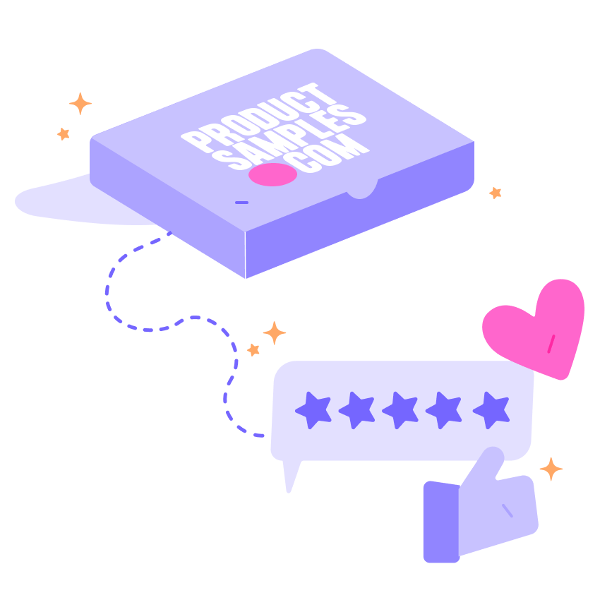 A ProductSamples.com box with a five-star review